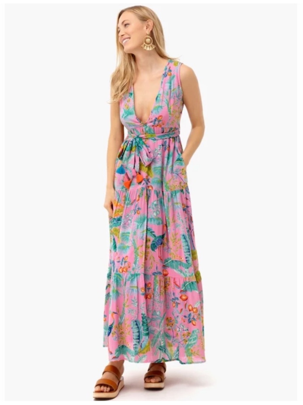 Banjanan Pink the Wild Rose Lisbon Garden Carlota Maxi Dress Medium